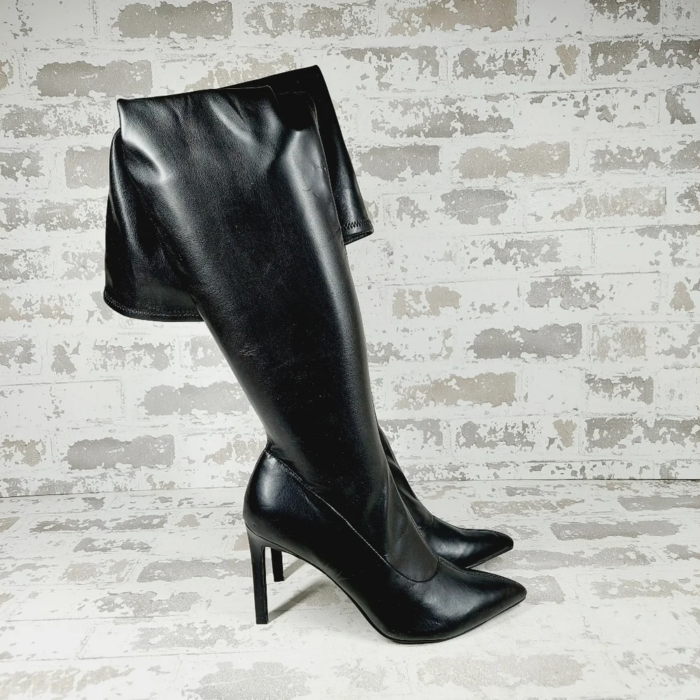 New OPEN EDIT Kami Pointed Toe Over The Knee Boot In Black O535
